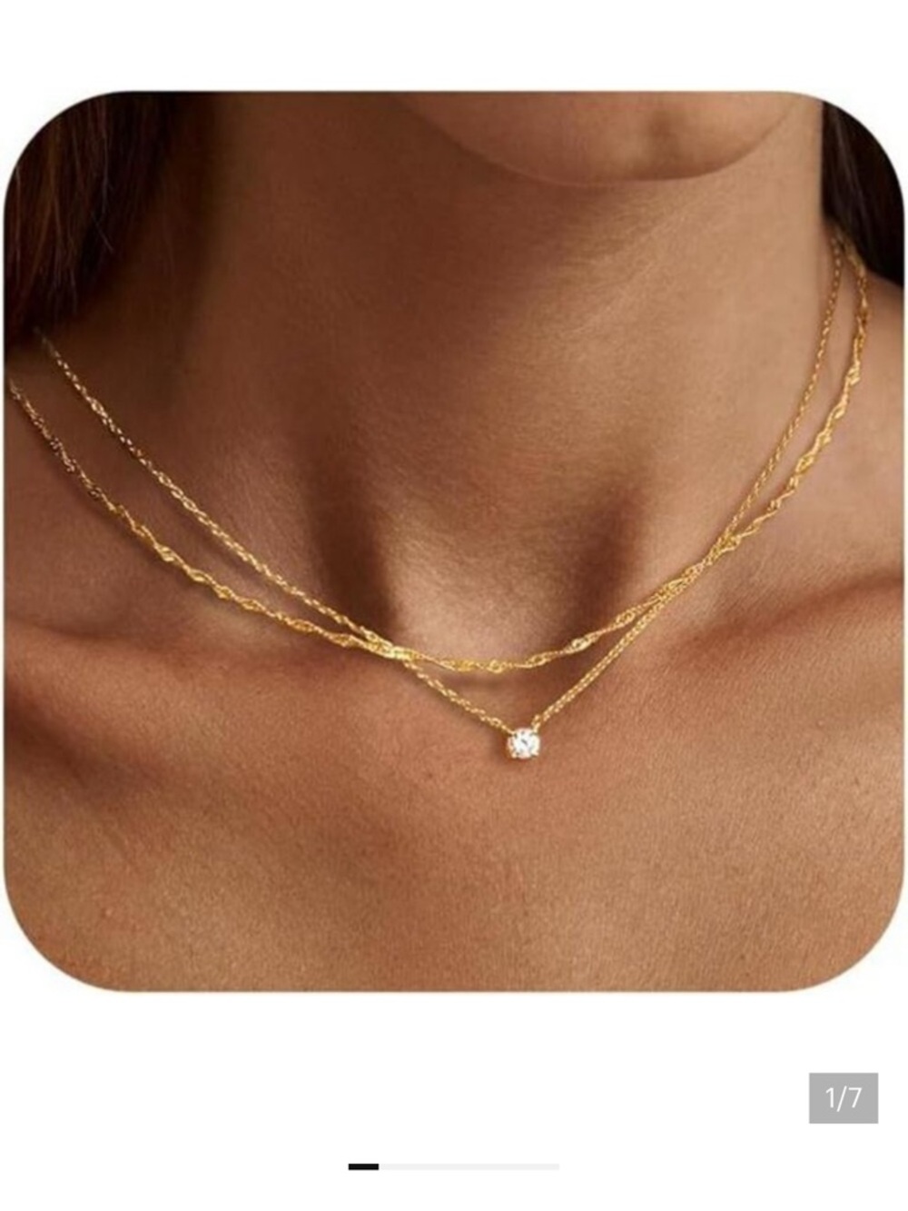 14k Gold Plated/Silver Cubic Zirconia Necklaces for Women, Simple CZ Necklace - Picture 5 of 6